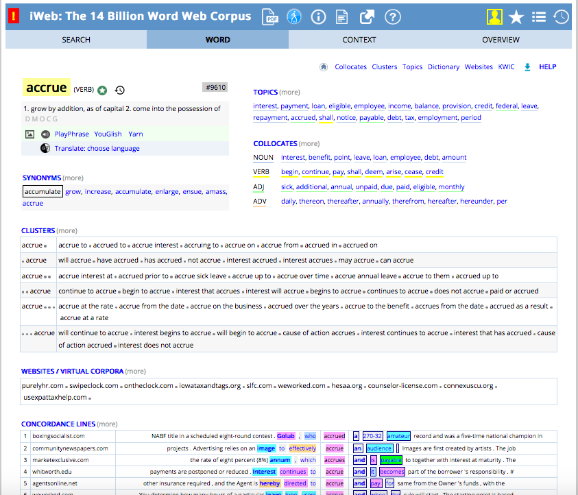 iWeb accrue